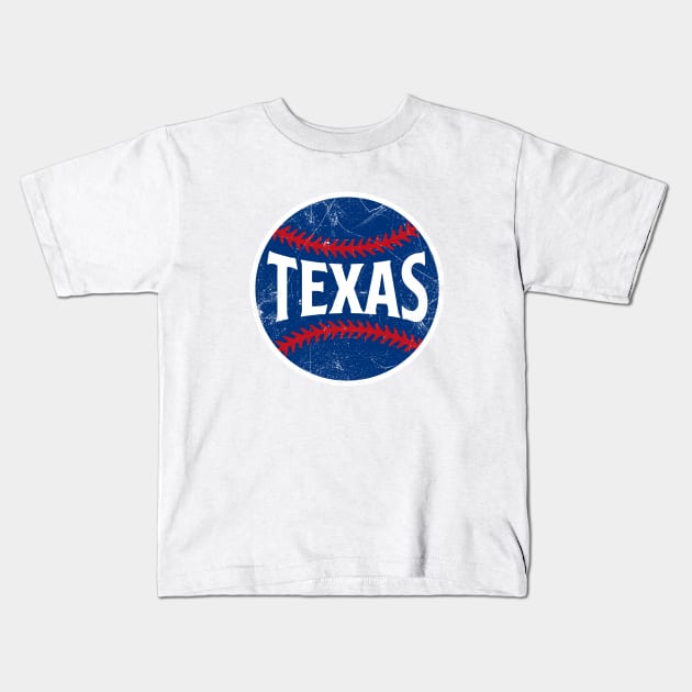 Texas Retro Baseball - White Kids T-Shirt by KFig21